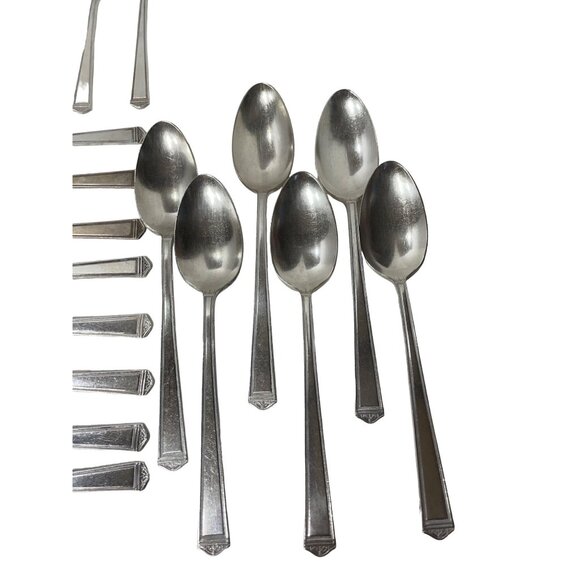 Vintage Sheffield Silver Plated Cutlery Set Art Deco Style Anniversary Pattern - Picture 3 of 4